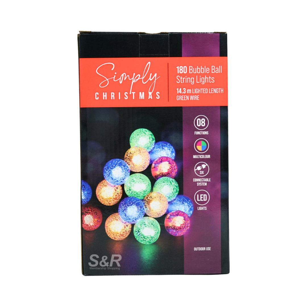 Simply Christmas 180 Multicolor Bubble Ball String LED Lights 14.3m